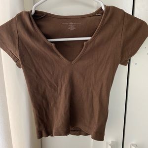 brandy v cut out brown t shirt